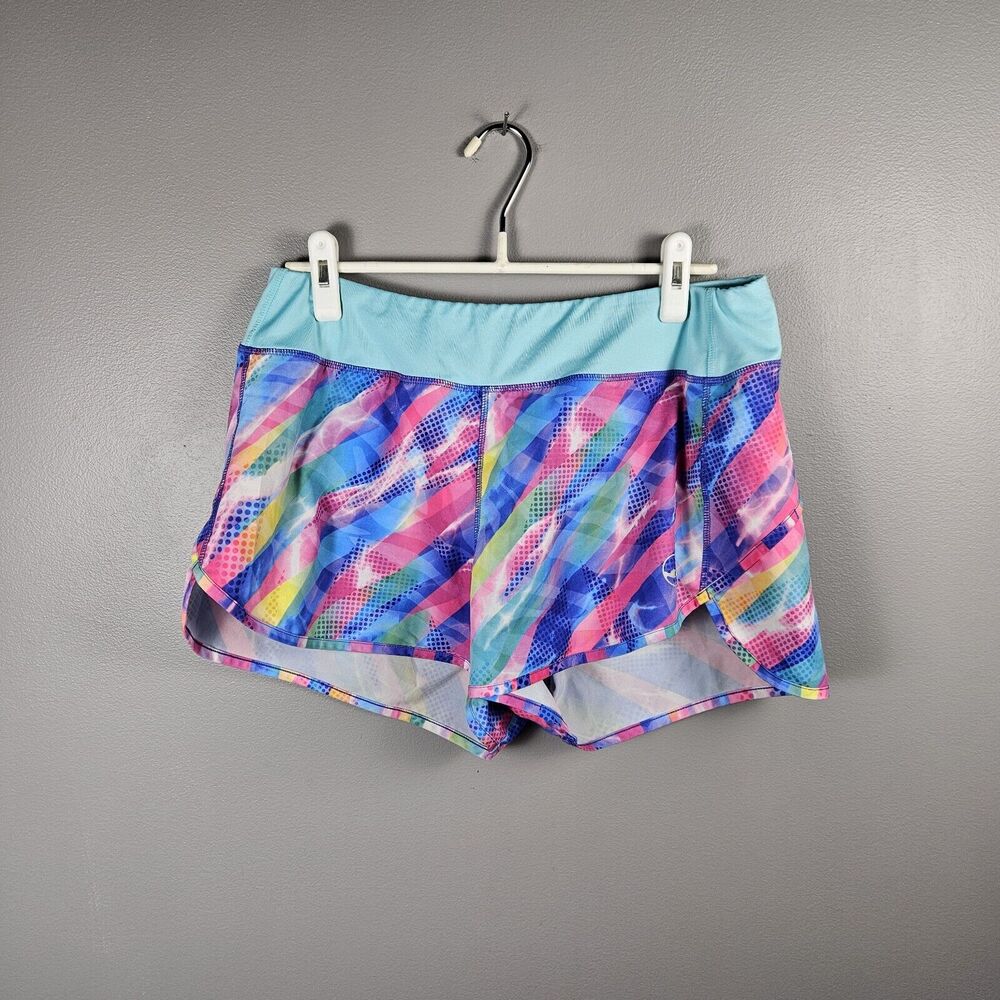 Reel Legends Womens XL Running Shorts Zipper Pocket Geometric Prism‎ Multi Color
